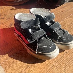 Black and Red Kids Velcro High-Top Sneakers
